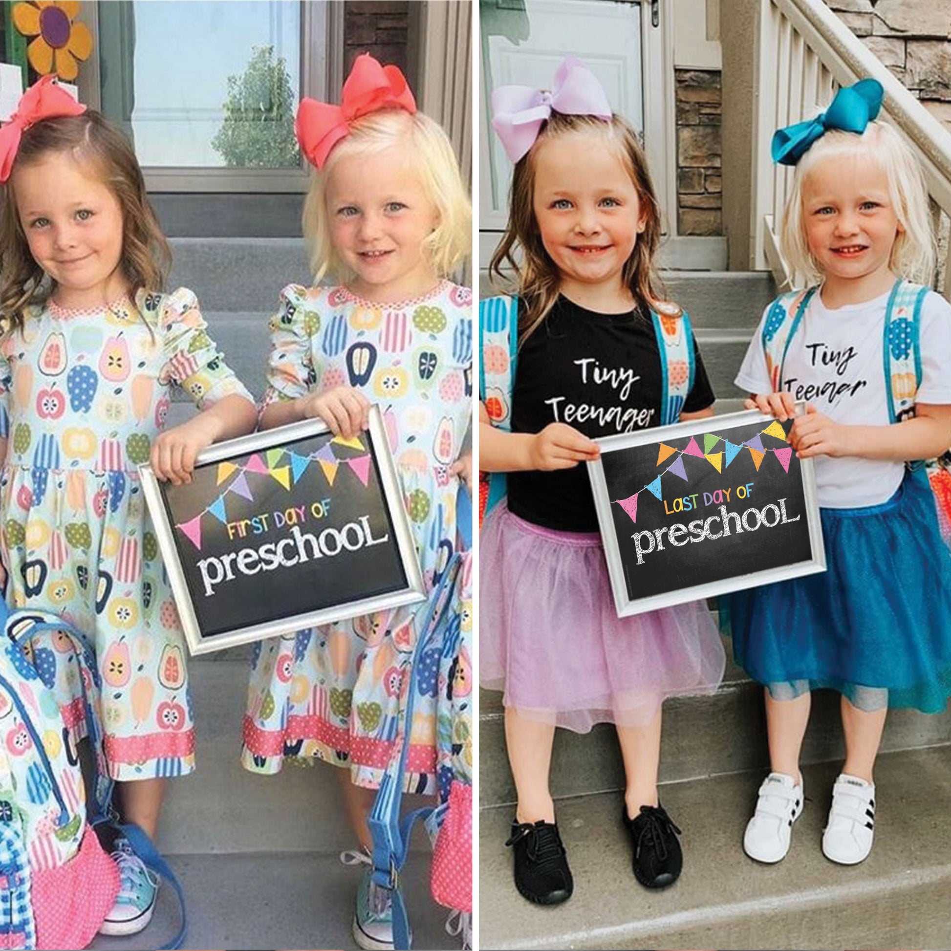 First & Last Day of School Signs Pastel Flags
