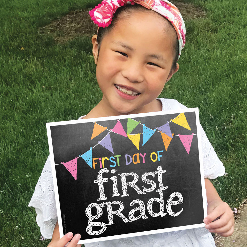 First & Last Day of School Signs Pastel Flags