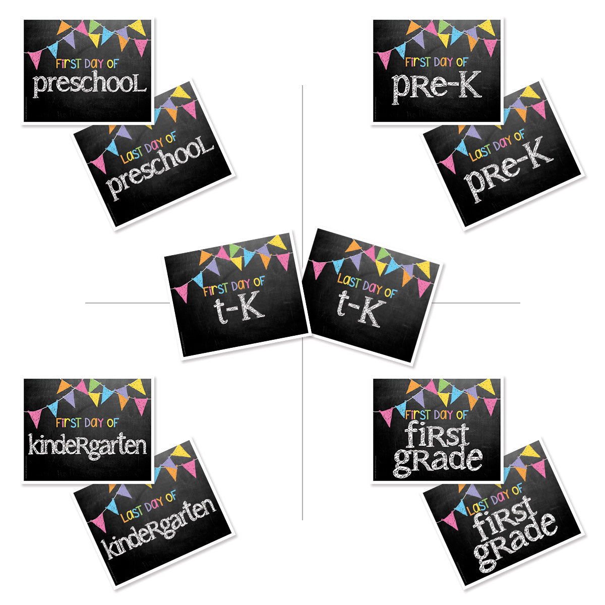 First & Last Day of School Signs Pastel Flags