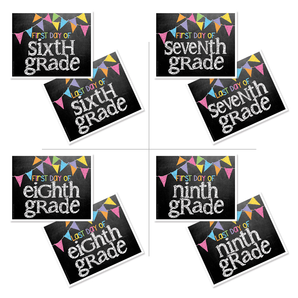 First & Last Day of School Signs Pastel Flags