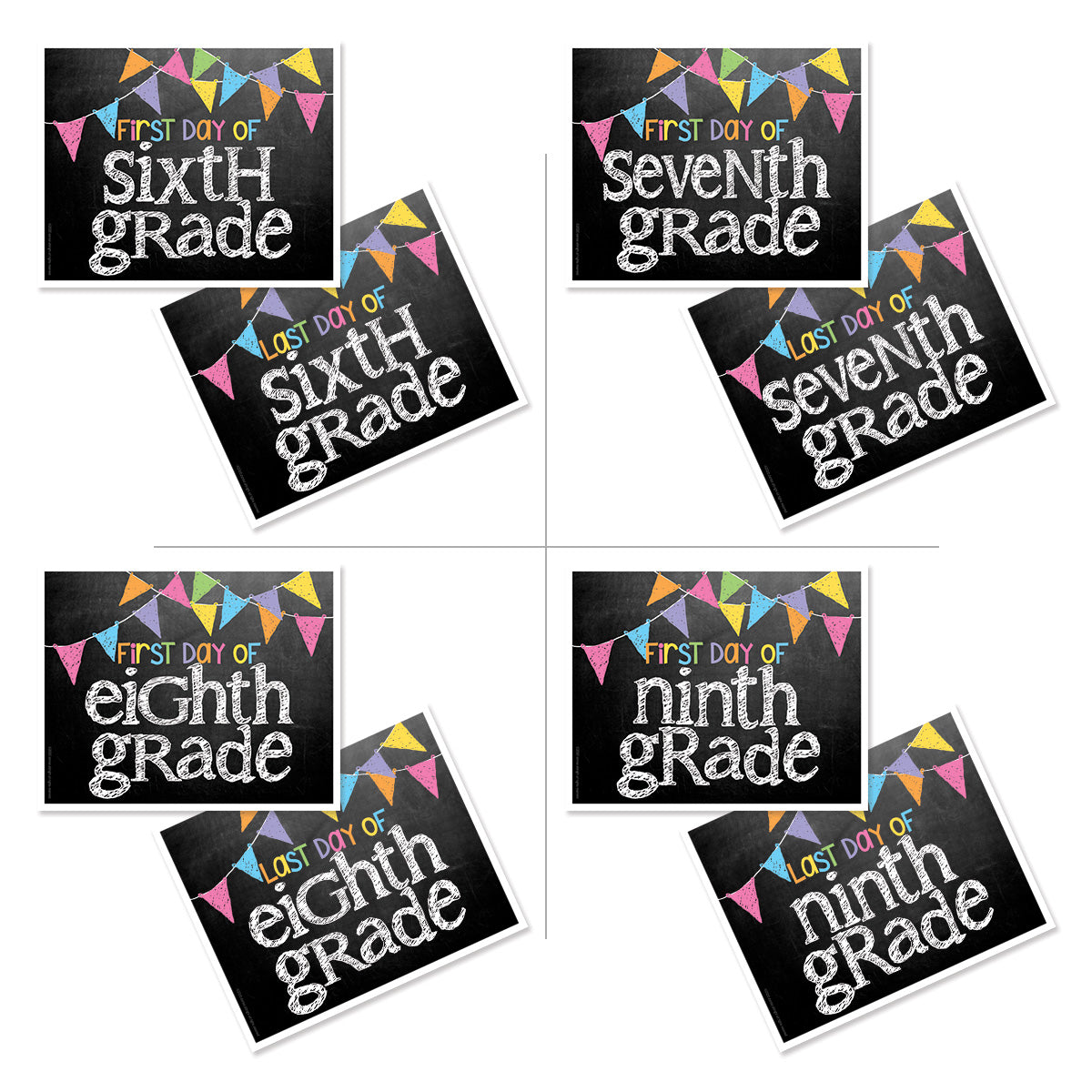 First & Last Day of School Signs Pastel Flags