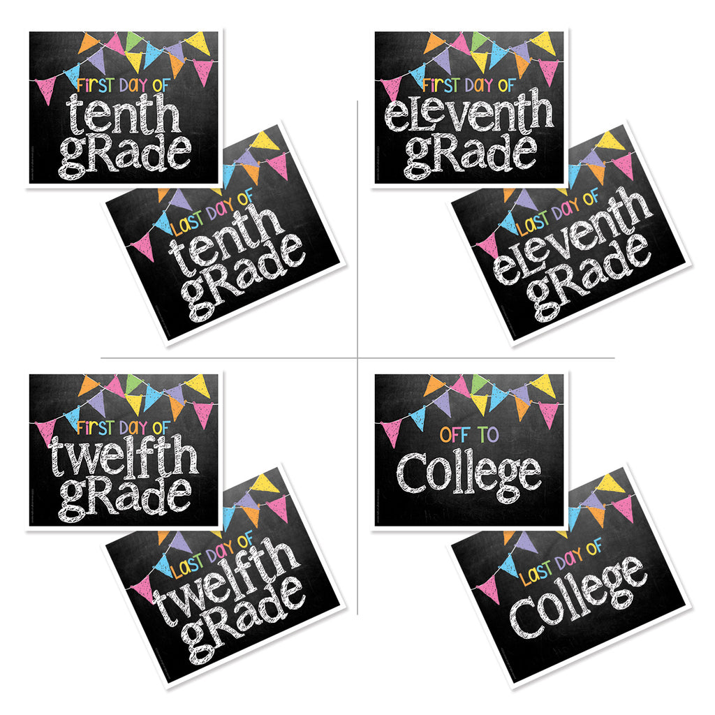 First & Last Day of School Signs Pastel Flags