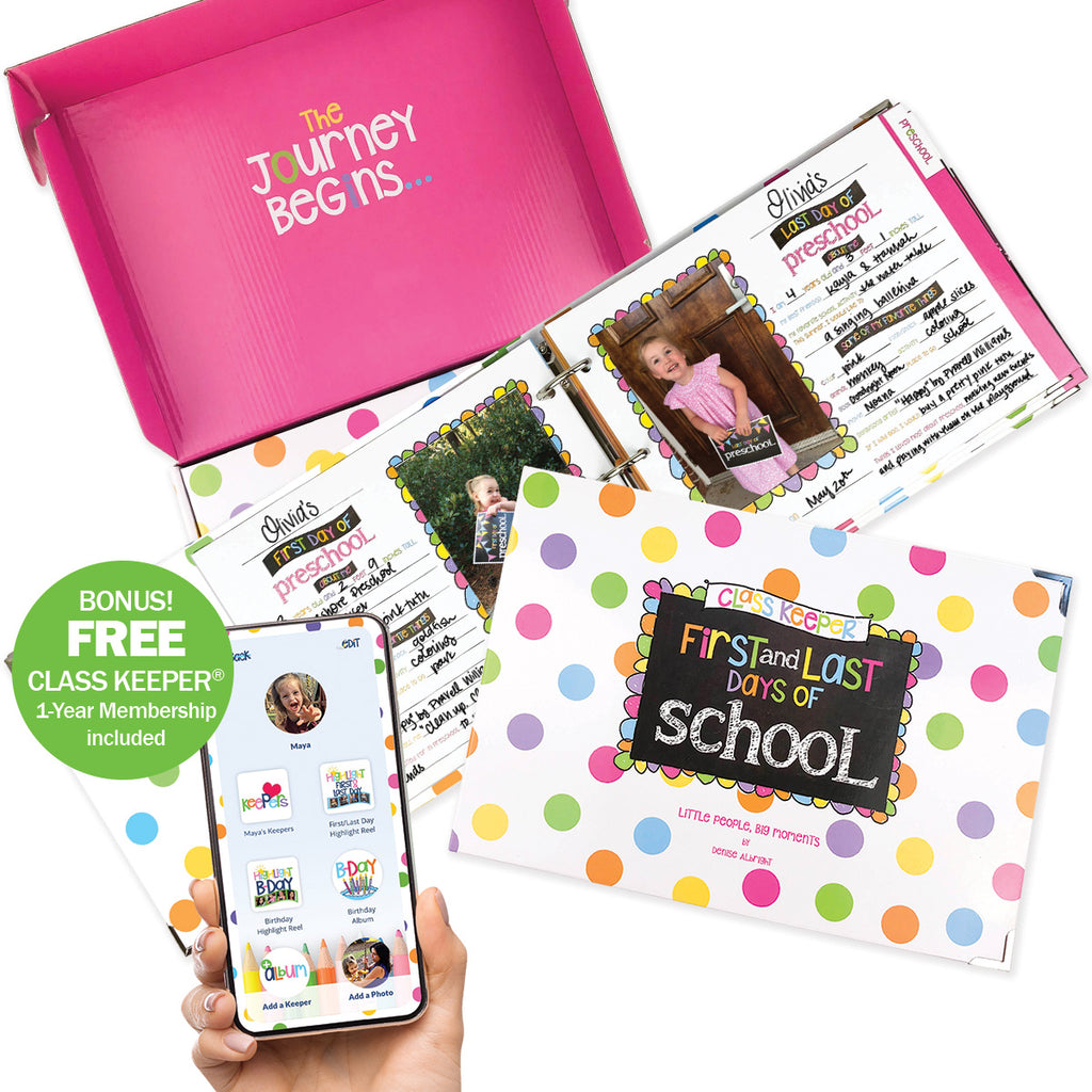 Class Keeper® School Days Memory Book + BONUS App Membership | Simple & Stylish Keepsake Album | (2) Styles