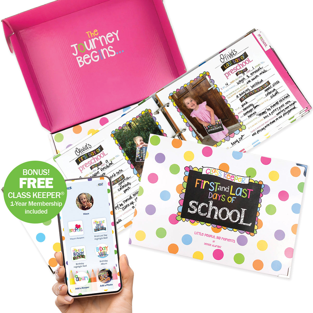 Class Keeper® School Days Memory Book + BONUS App Membership | Simple & Stylish Keepsake Album | (2) Styles