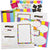 Colorful school memory keeping pages with various templates on a white background