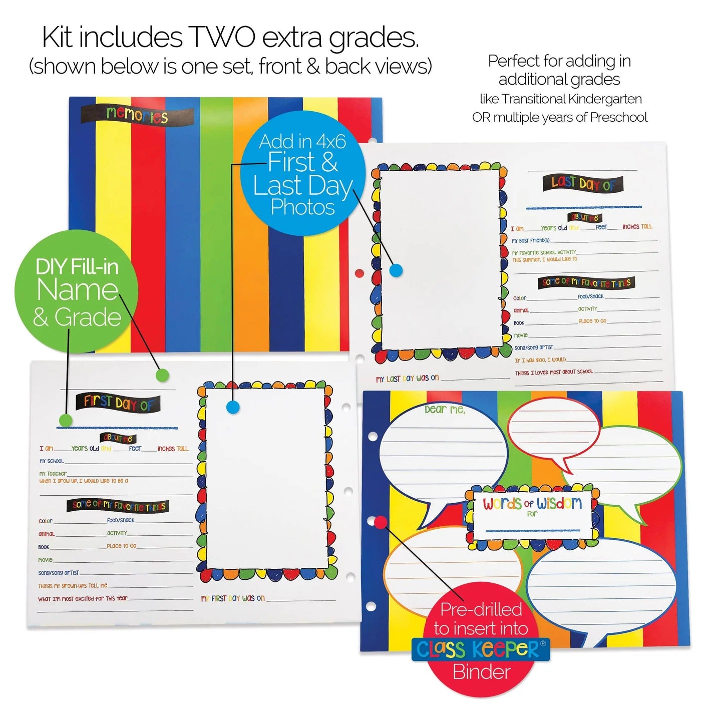 Extra Class Keeper® Primary Stripes Photo & Pocket Pages Kit