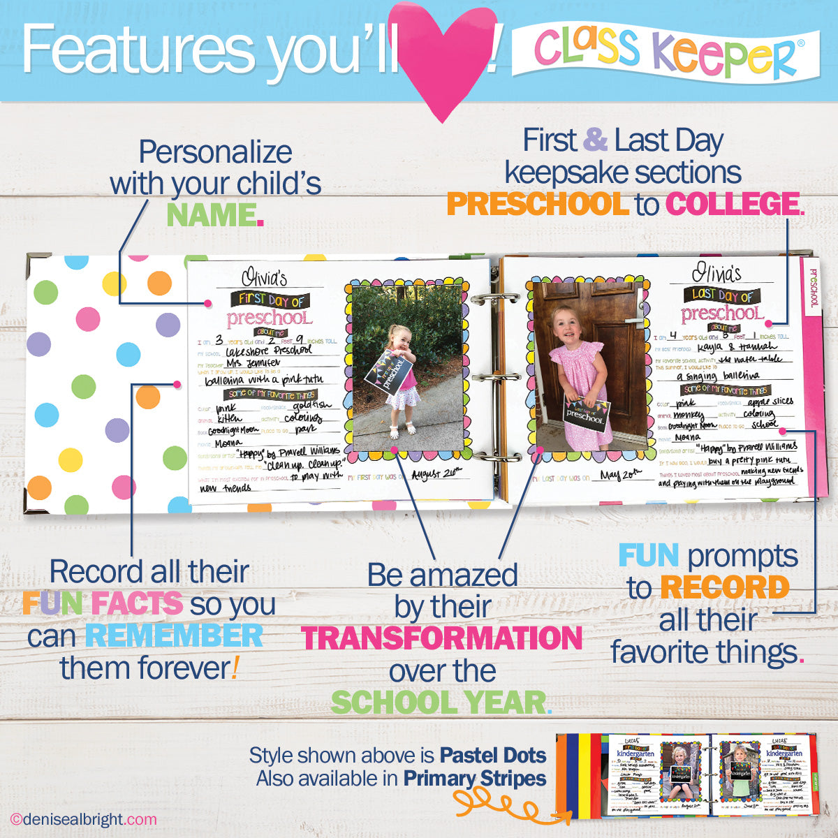 Class Keeper® School Days Memory Book Primary Stripes