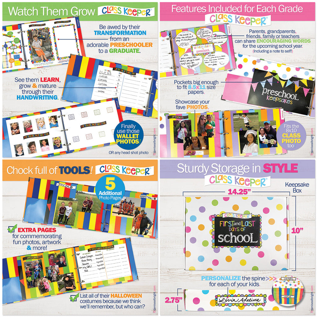 Class Keeper® School Days Keepsake Bundle | School Memory Book, 1st Day/Last Day of School Photo Prop Deck + BONUS App Membership