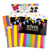 Colorful school memory book with striped pages and decorative elements on a white background