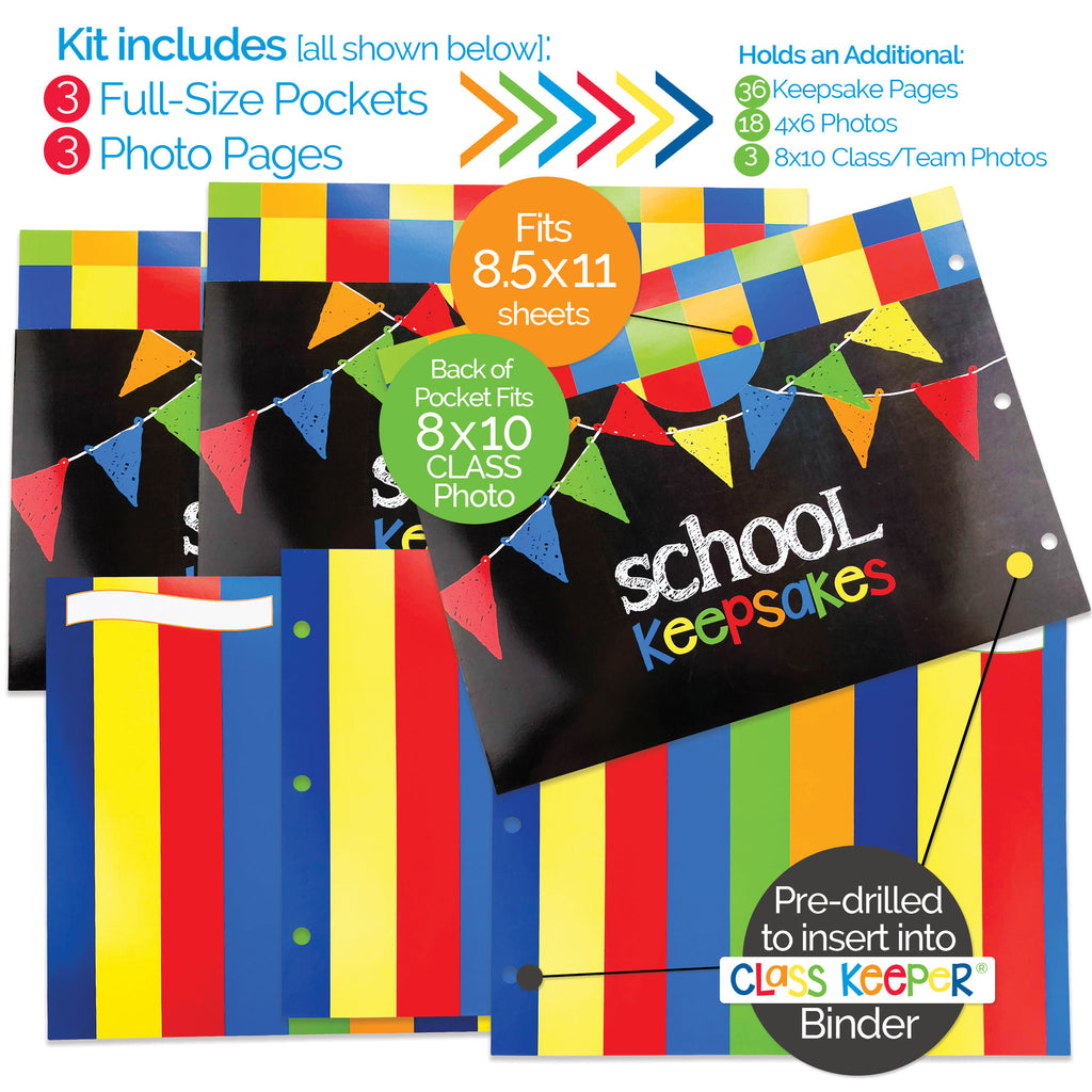 Extra Class Keeper® Primary Stripes Photo & Pocket Pages Kit
