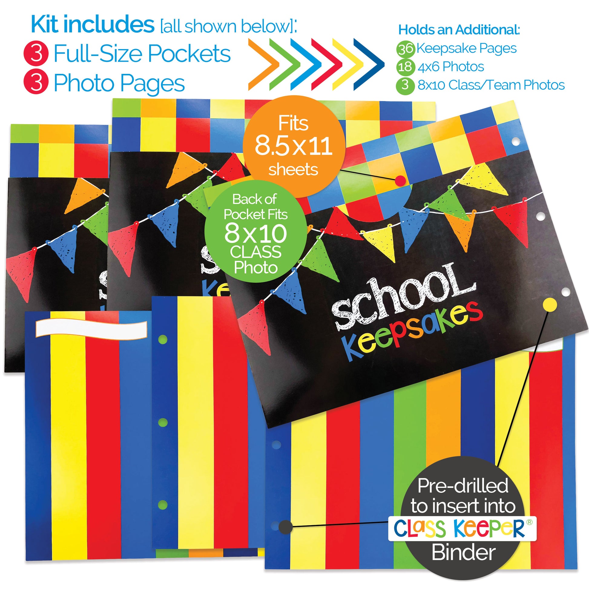 Extra Class Keeper® Primary Stripes Photo & Pocket Pages Kit