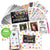 Collection of educational materials for preschool, including posters and photo albums, with a smartphone displaying an app.