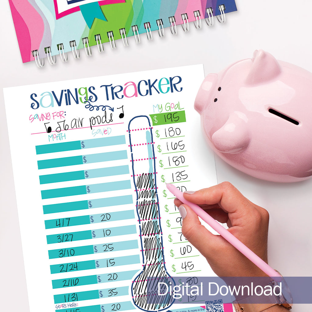 Printable Savings Tracker Worksheet for Kids | 2 Styles | Print-ready, Delivered Instantly