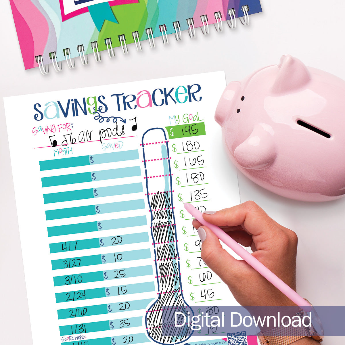 Printable Savings Tracker Worksheet for Kids | 2 Styles | Print-ready, Delivered Instantly