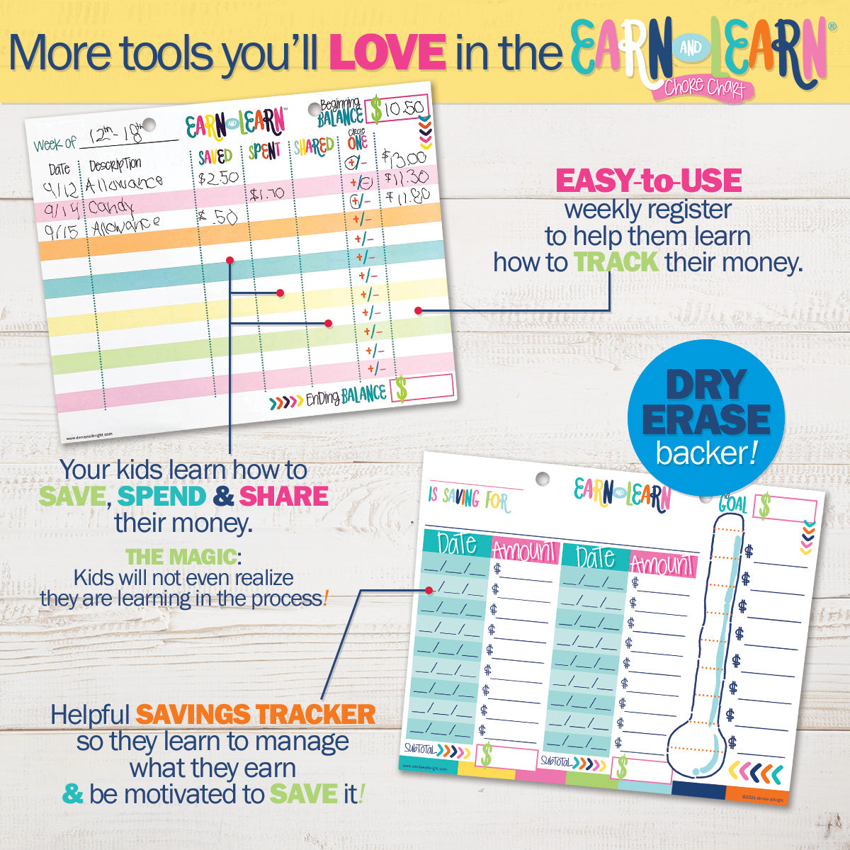 Earn & Learn® Kids' Bloomin' Colors Chore Chart Pad