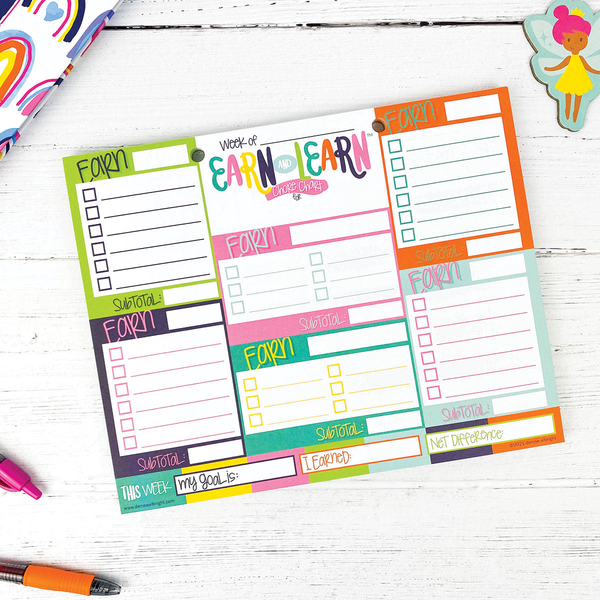 Earn & Learn® Kids' Bloomin' Colors Chore Chart Pad