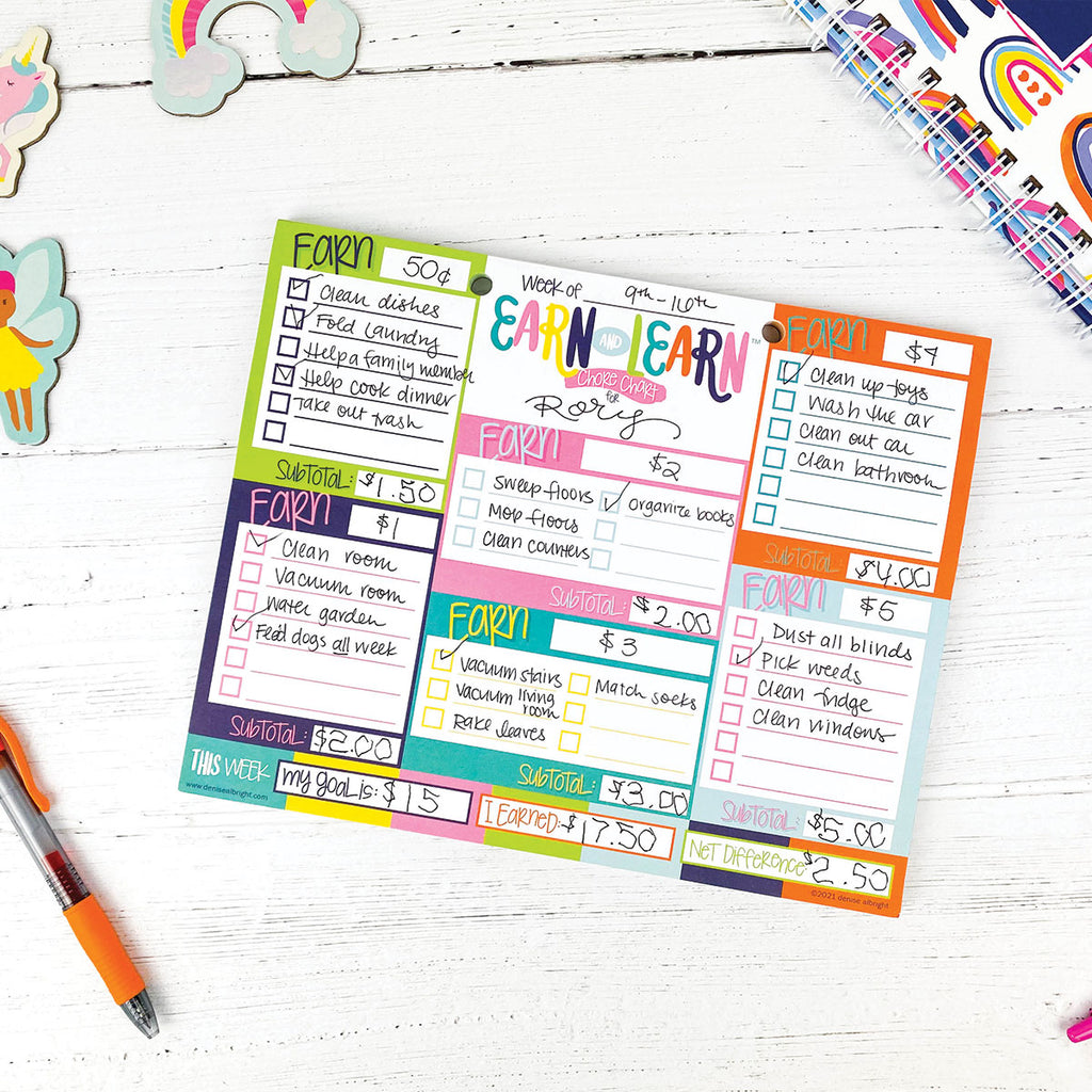 Earn & Learn® Kids' Bloomin' Colors Chore Chart Pad