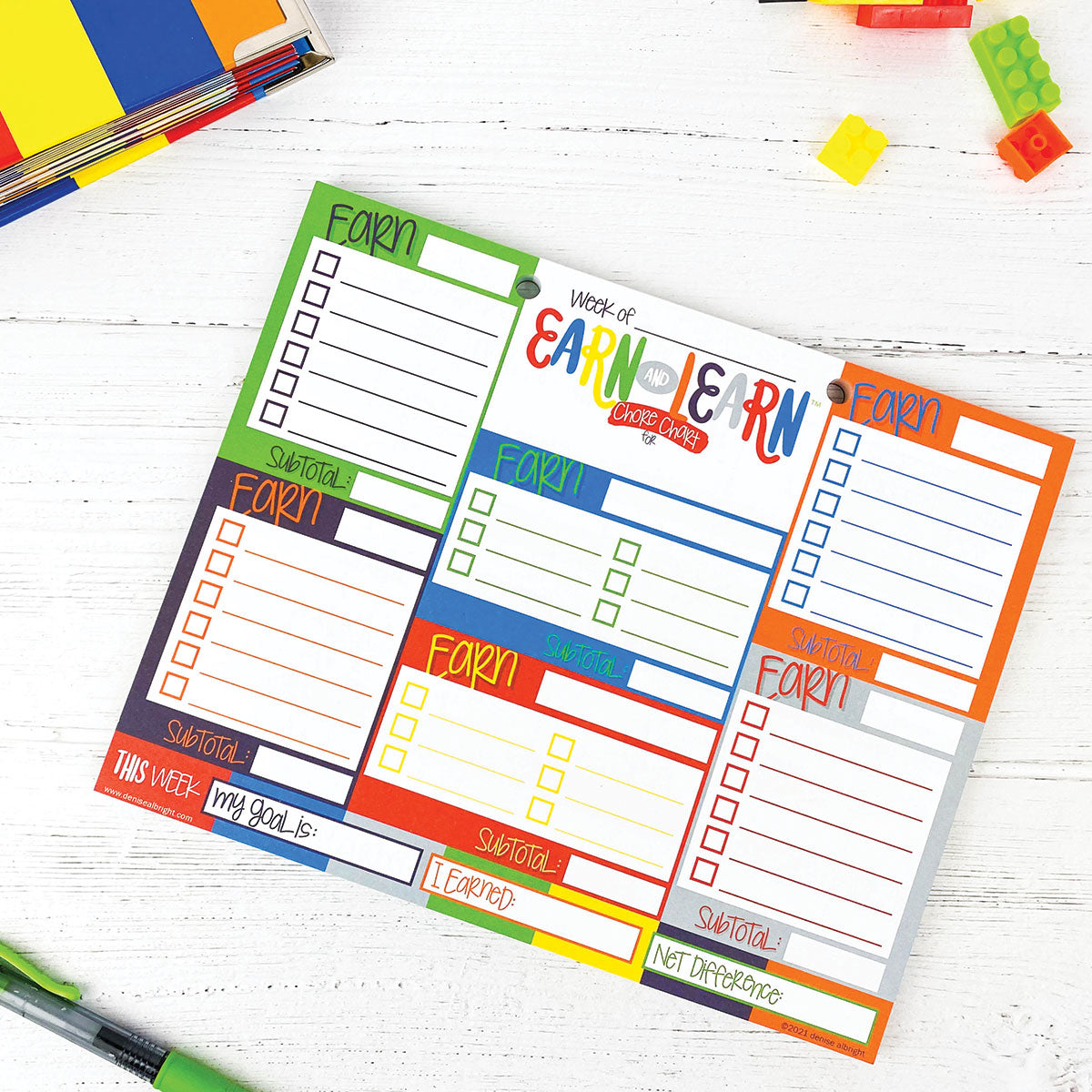Earn & Learn® Kids' Kickin' Colors Chore Chart Pad