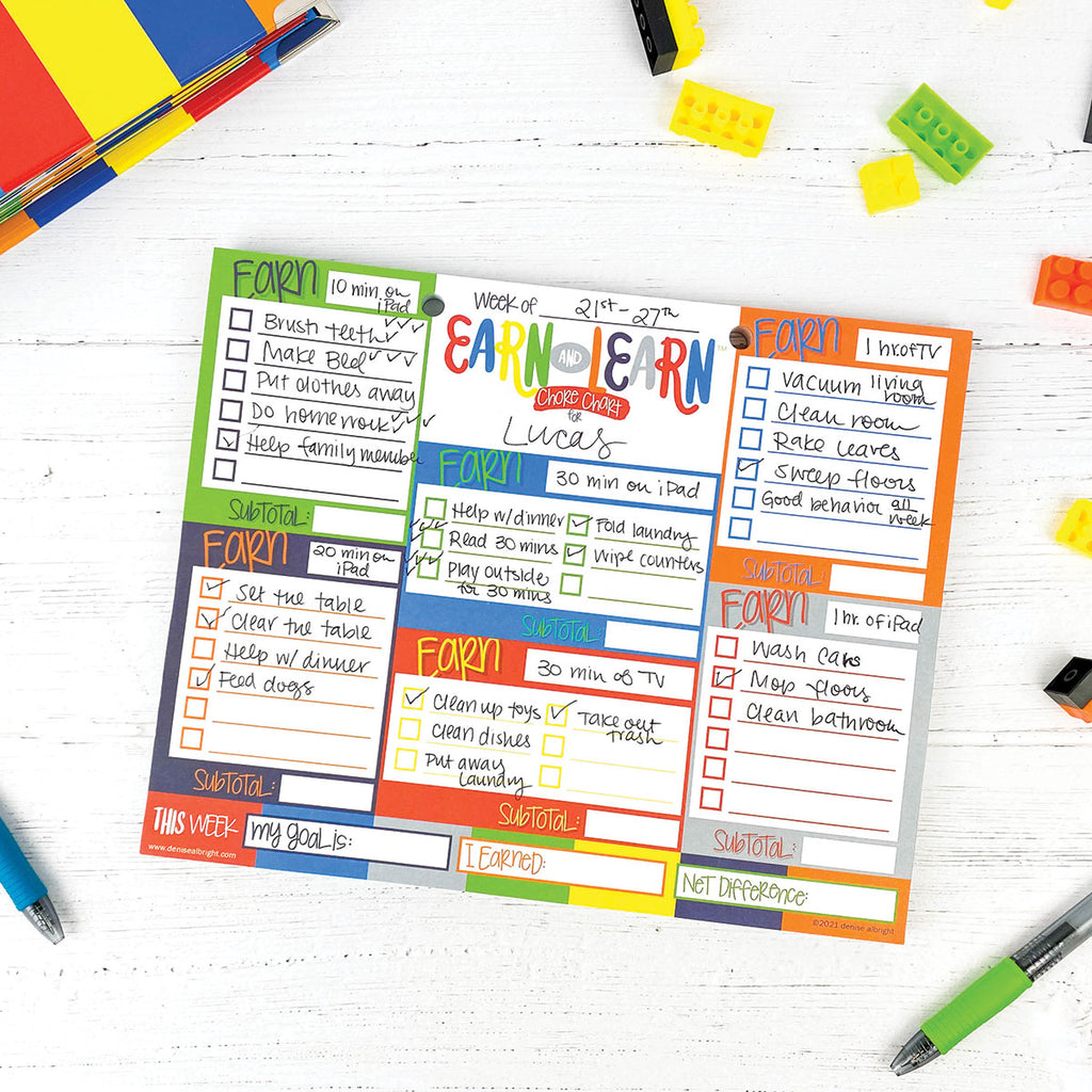 Earn & Learn® Kids' Kickin' Colors Chore Chart Pad