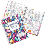 Colorful planner with gratitude finder section on a white background