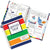 Colorful spiral-bound notebook with gratitude finder on cover, open to pages with writing and graphics.