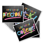 Set of 'First Day of Preschool', 'First Day of t-k', and 'Last Day of College' signs on a white background.