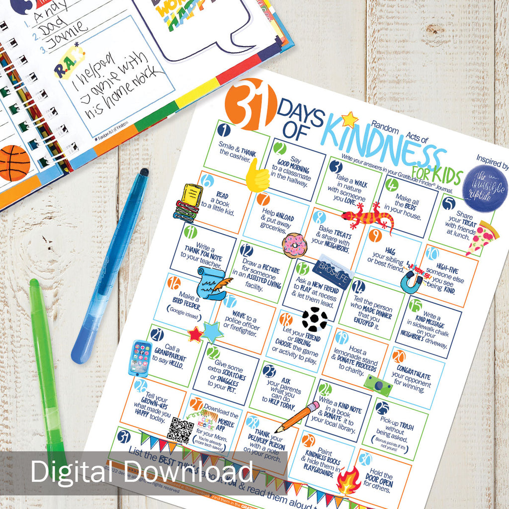 Printable 31 Days of Kindness Challenge for Kids | Print-ready, Delivered Instantly