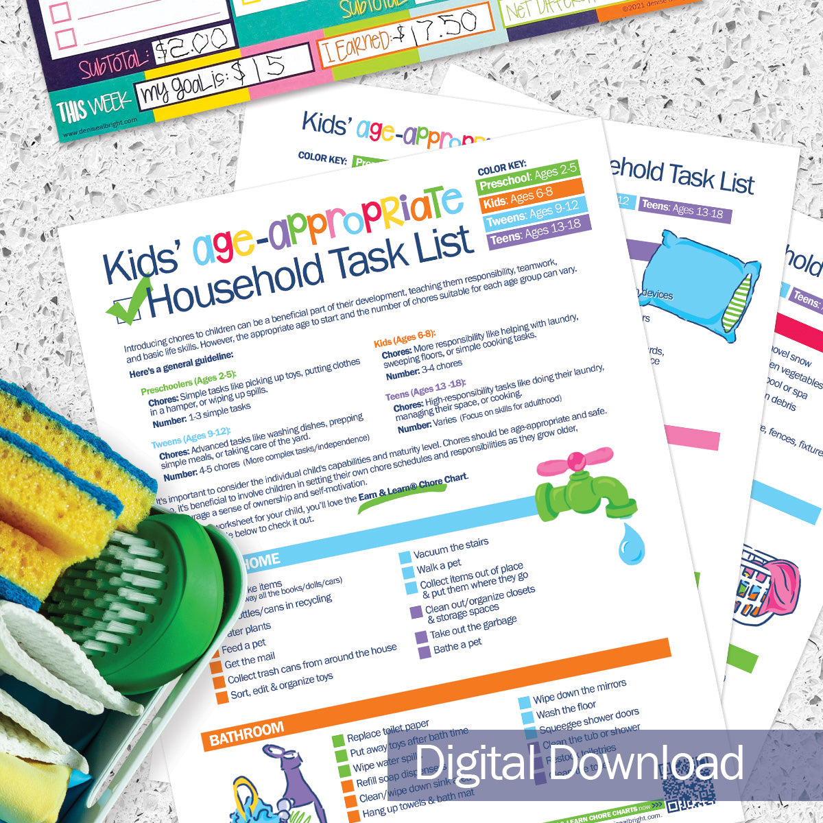 Printable Kids Chore Chart by Age | Print-ready, Delivered Instantly