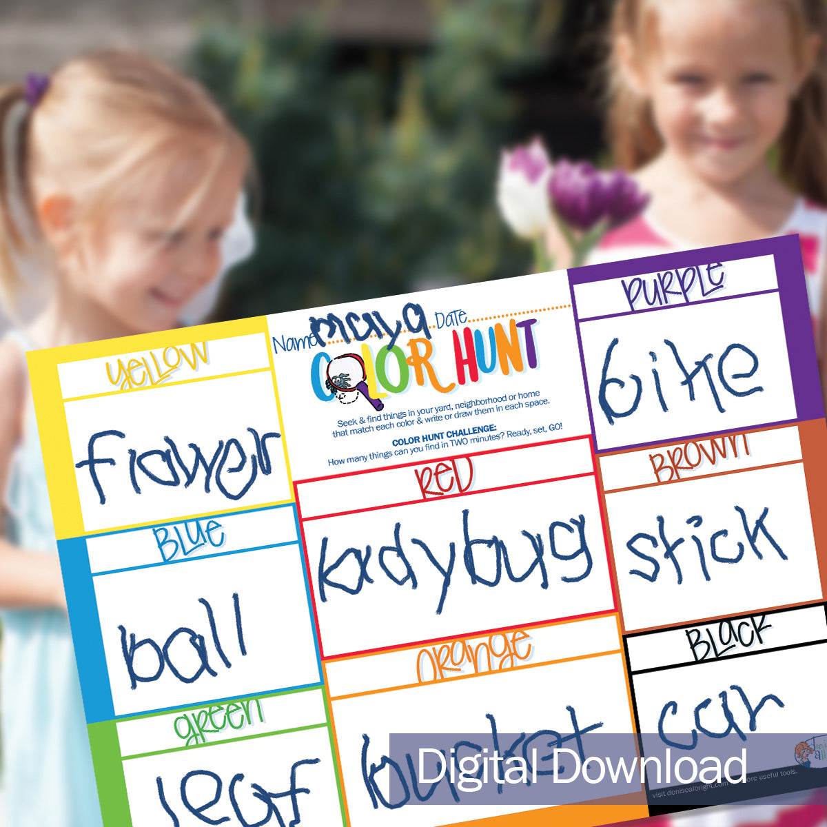 Printable Kids Color Hunt Activity Worksheet | Print-ready, Delivered Instantly