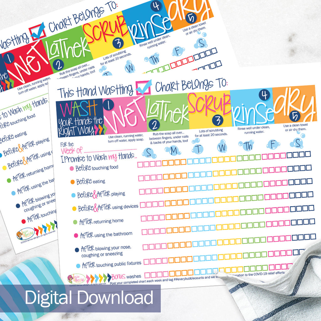 Printable Kids Hand Washing Chart | Print-ready, Delivered Instantly