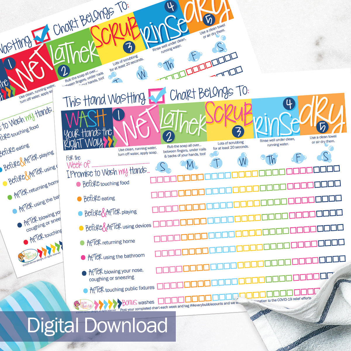 Printable Kids Hand Washing Chart | Print-ready, Delivered Instantly