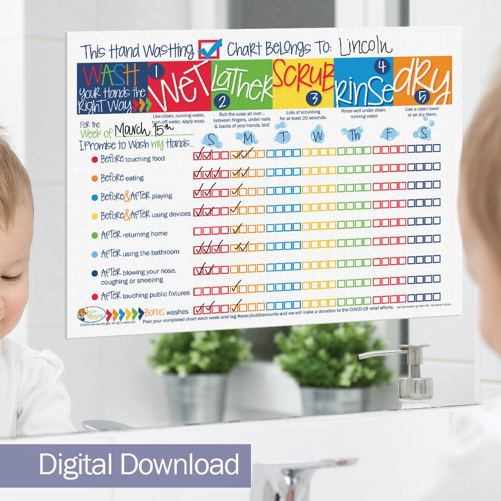 Printable Kids Hand Washing Chart | Print-ready, Delivered Instantly