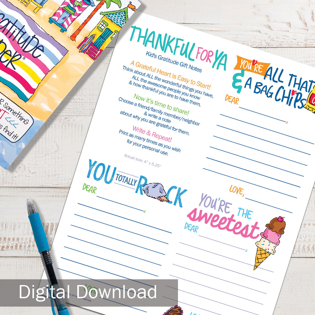 Printable Kids Thankful for Ya Cards | Print-ready, Delivered Instantly