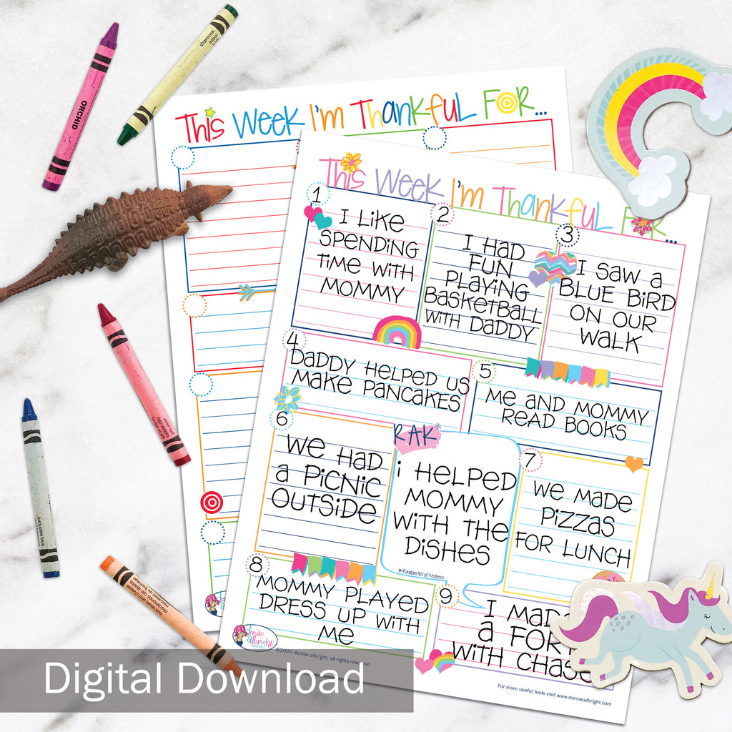 Printable Kids Gratitude Worksheet | Print-ready, Delivered Instantly