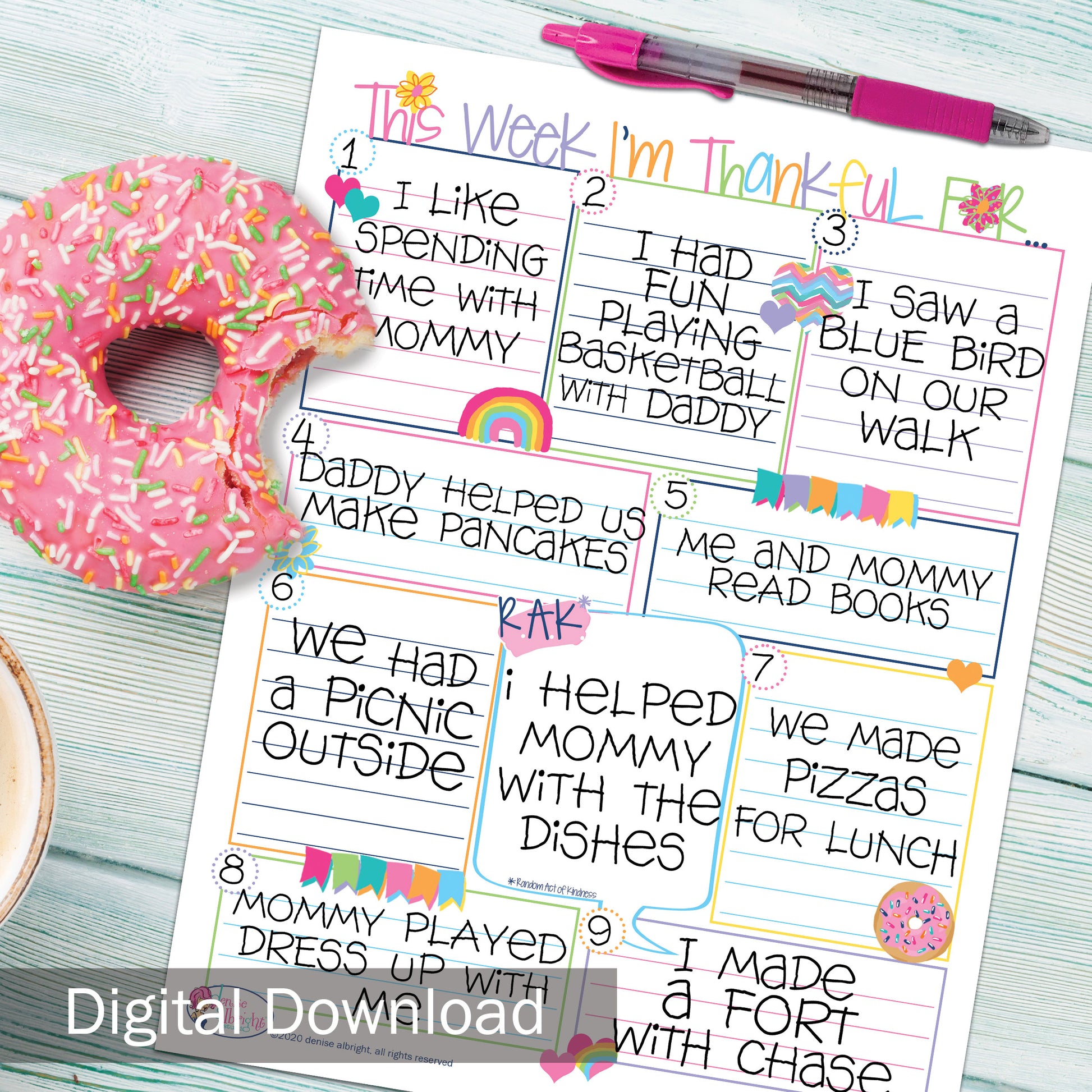 Printable Kids Gratitude Worksheet | Print-ready, Delivered Instantly