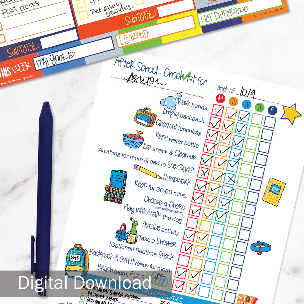 Printable Kids Daily After School Checklist | Print-ready, Delivered Instantly
