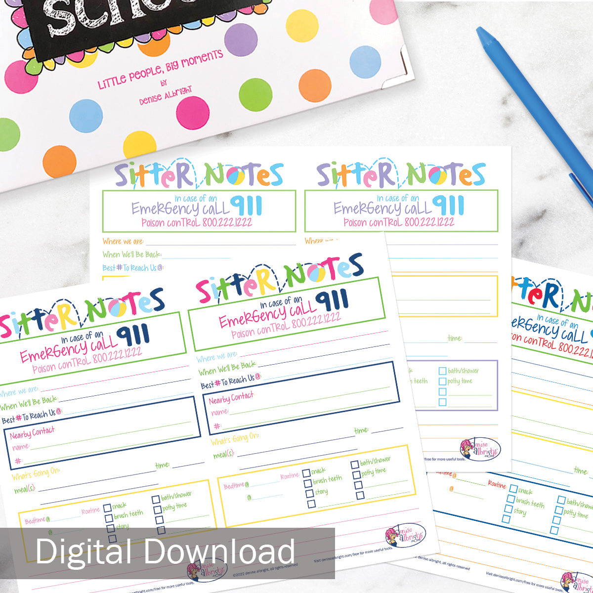 Printable Babysitter Sitter Notes | Print-ready, Delivered Instantly