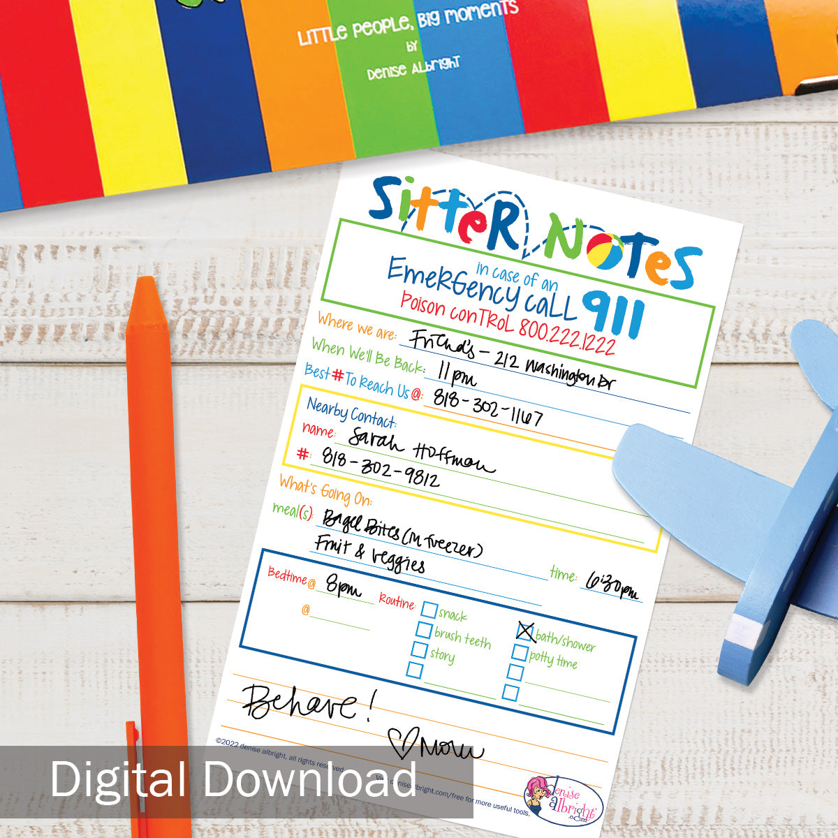 Printable Babysitter Sitter Notes | Print-ready, Delivered Instantly