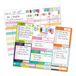 Colorful chore charts for children on a white background